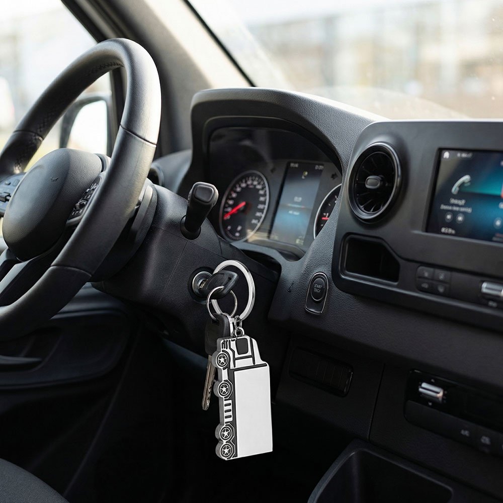 Metal car keyring PAULINA grey