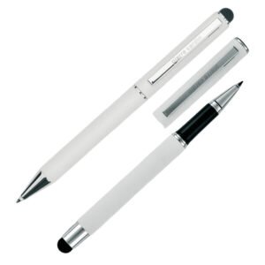Writing set ballpoint pen & roller soft touch CLAUDIE Pierre Cardin white