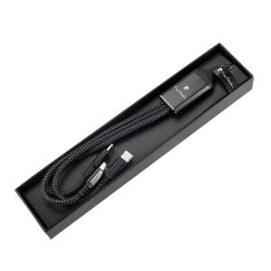 3 in 1 cable with illuminated logo Pierre Cardin black