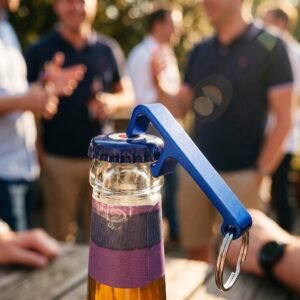 Metal bottle opener keyring ADRIANO blue