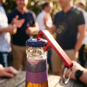 Metal bottle opener keyring ADRIANO red