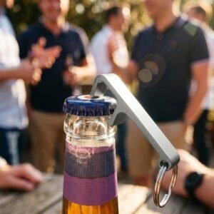 Metal bottle opener keyring ADRIANO grey