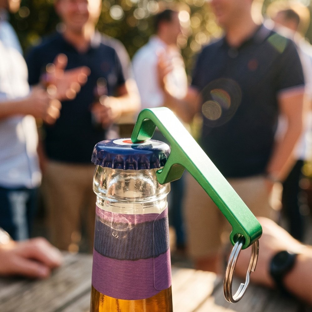 Metal bottle opener keyring ADRIANO green