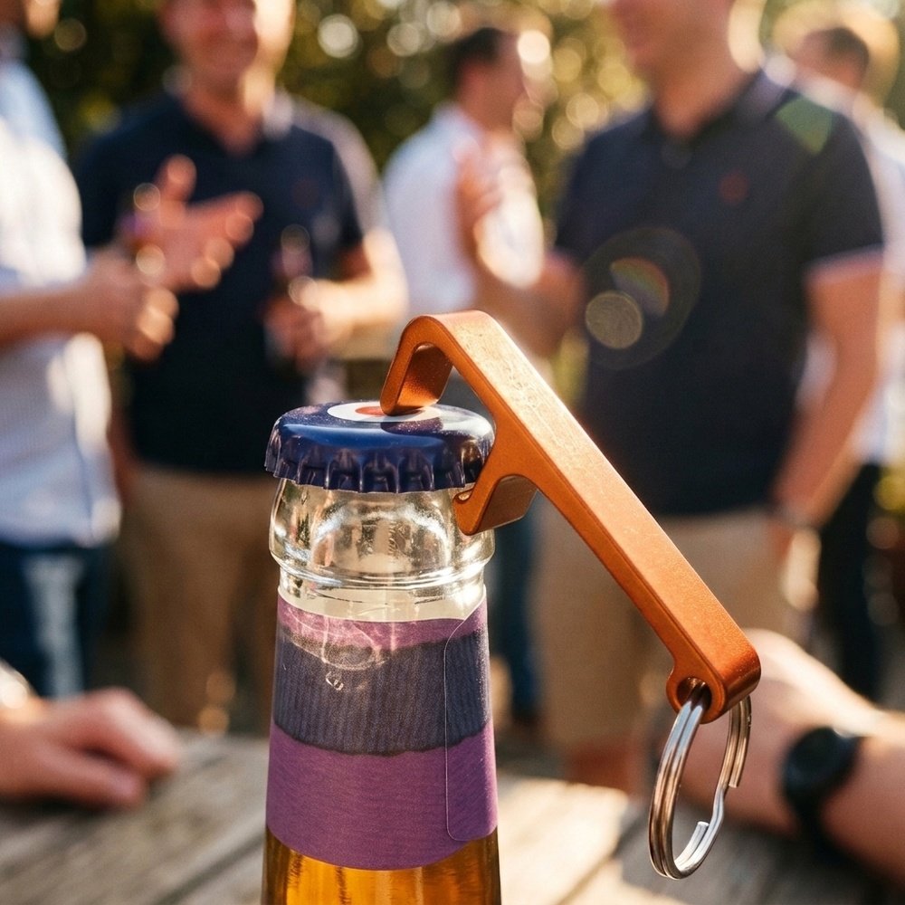 Metal bottle opener keyring ADRIANO orange