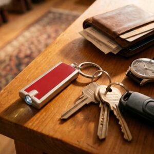 Plastic keyring AGUSTIN red