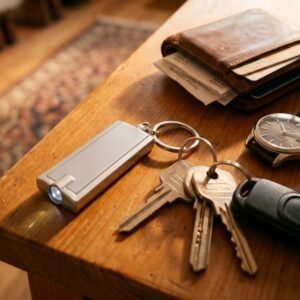 Plastic keyring AGUSTIN grey