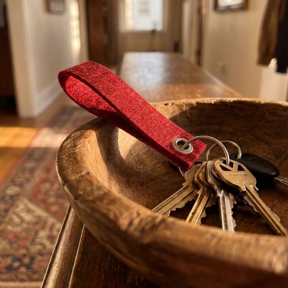 Keychain made of recycled felt PATRYCJA red