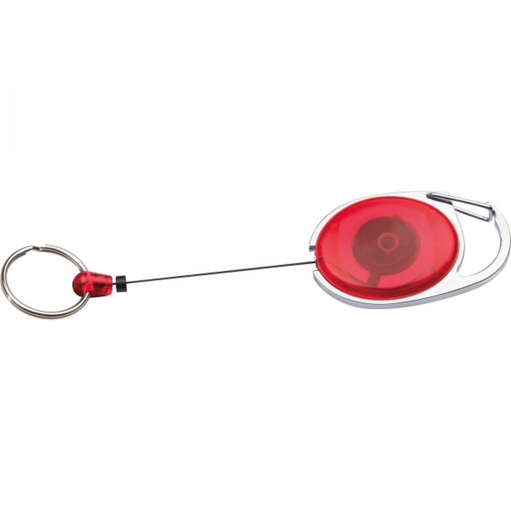Keyring with carabiner and retractable cord DIANA red - Image 3