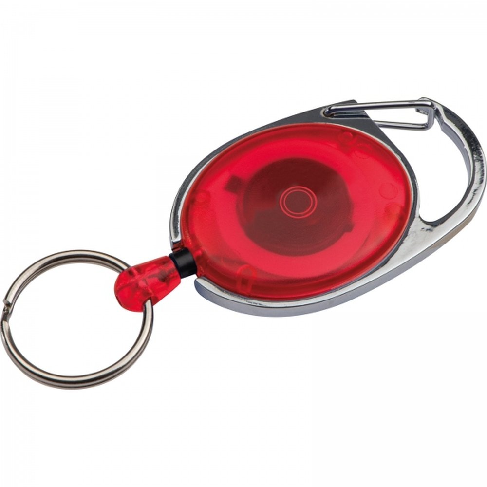 Keyring with carabiner and retractable cord DIANA red - Image 2