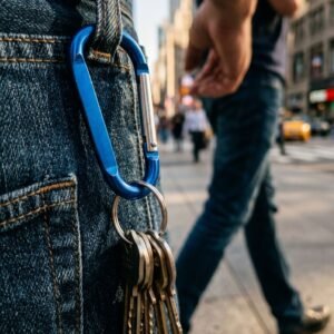 Keyring with carabiner LEAH blue