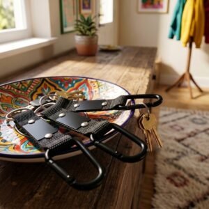 Keyring with carabiner PHYLLIS black