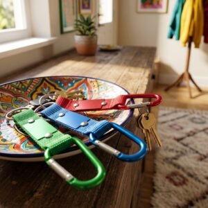 Keyring with carabiner PHYLLIS blue