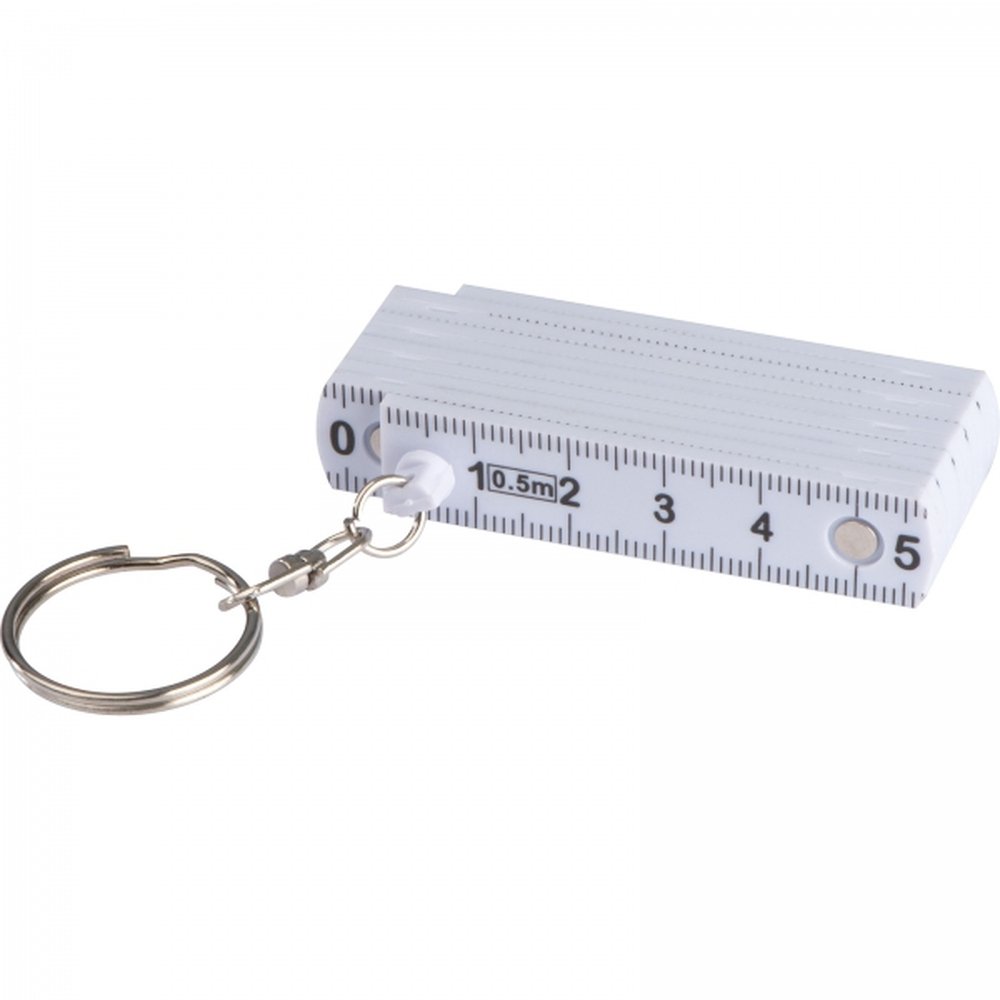 Keyring with 0,5 m tape measure UMBERTO white - Image 2