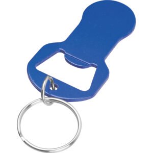 Keychain with bottle opener and shopping trolley token OLIWIER blue