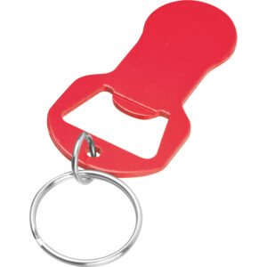 Keychain with bottle opener and shopping trolley token OLIWIER red