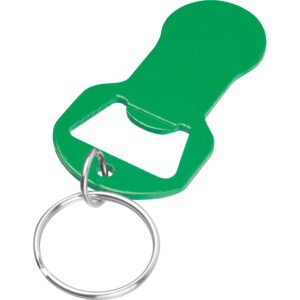 Keychain with bottle opener and shopping trolley token OLIWIER green