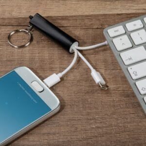 Keyring with charging adapters illuminated LANA black