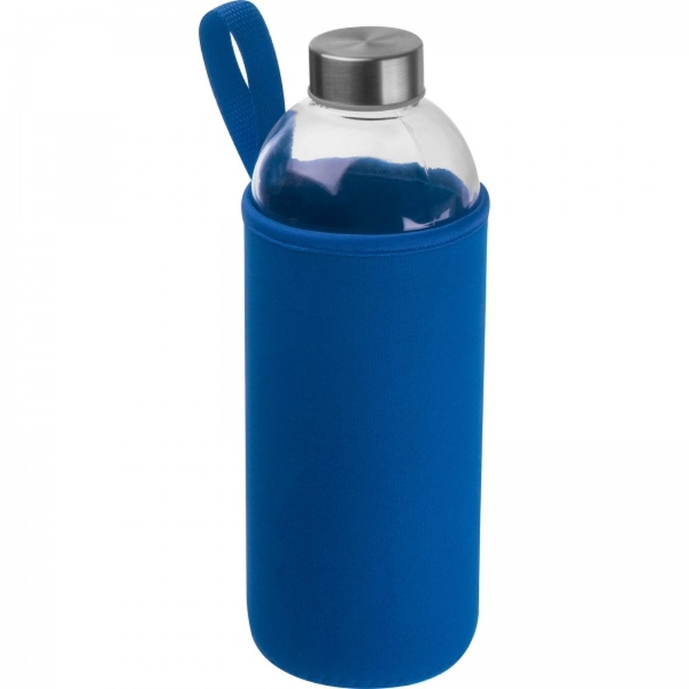 Glass bottle with sleeve 1000 ml JESSICA blue