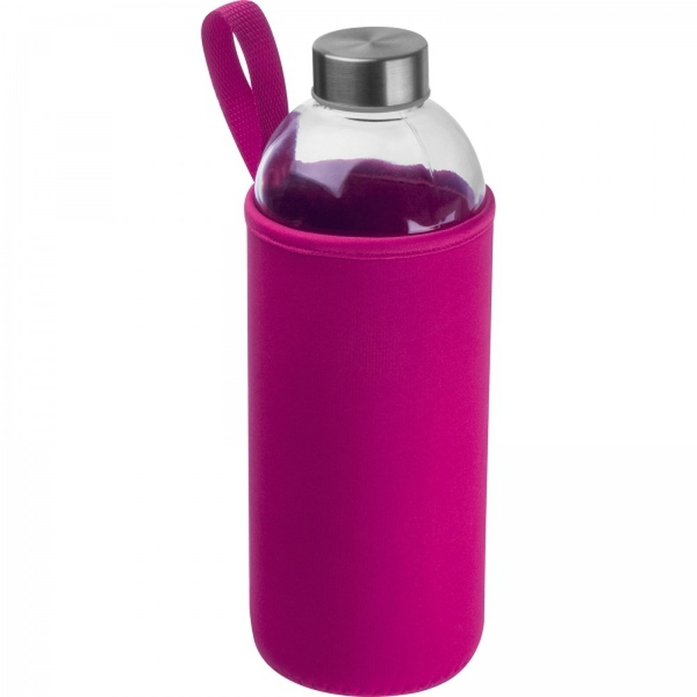 Glass bottle with sleeve 1000 ml JESSICA pink