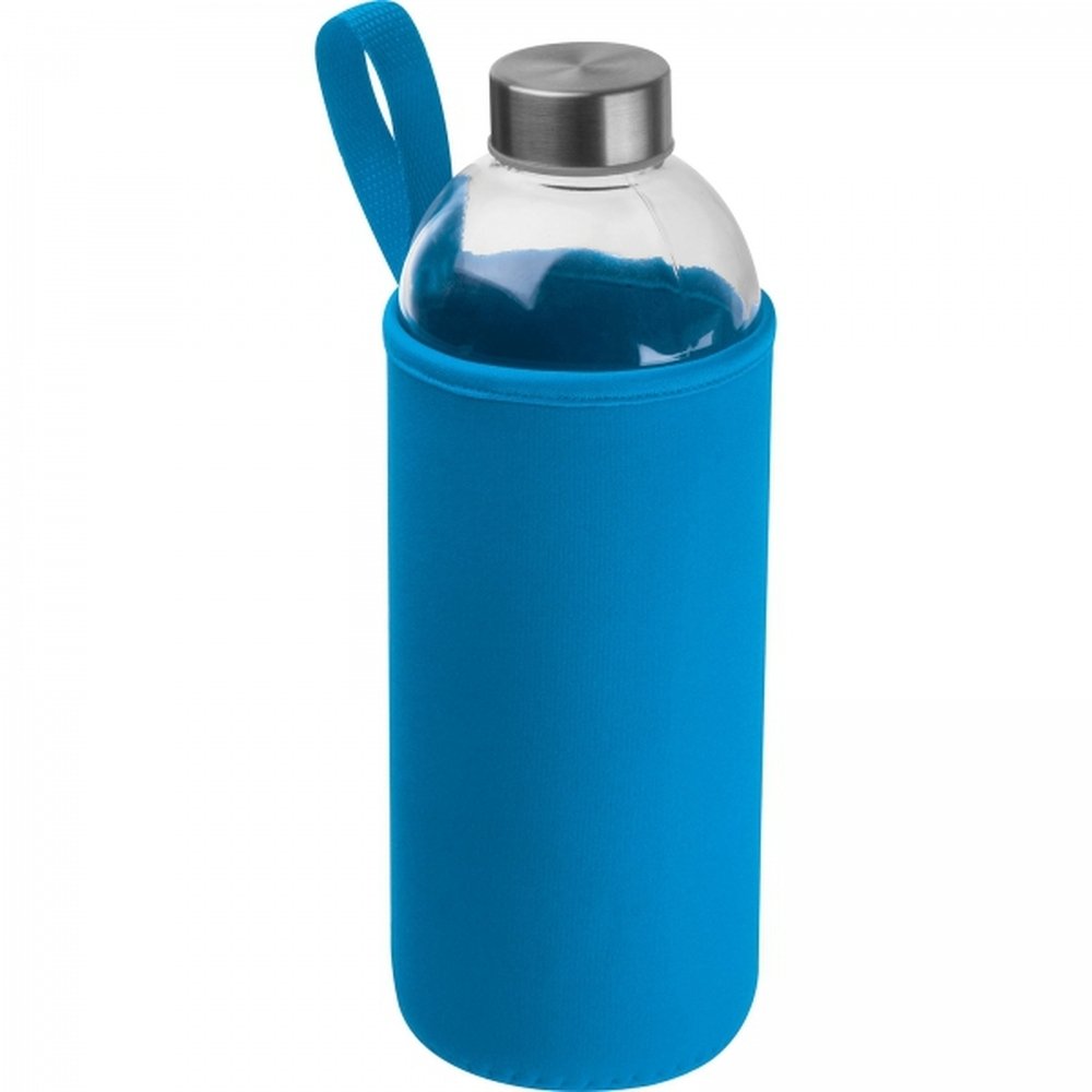 Glass bottle with sleeve 1000 ml JESSICA light blue