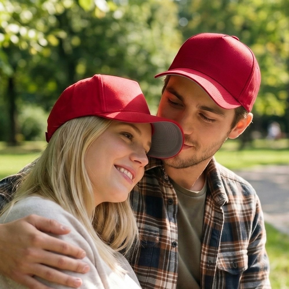 Cotton 5-panel baseball cap 290 g/m² AXEL red