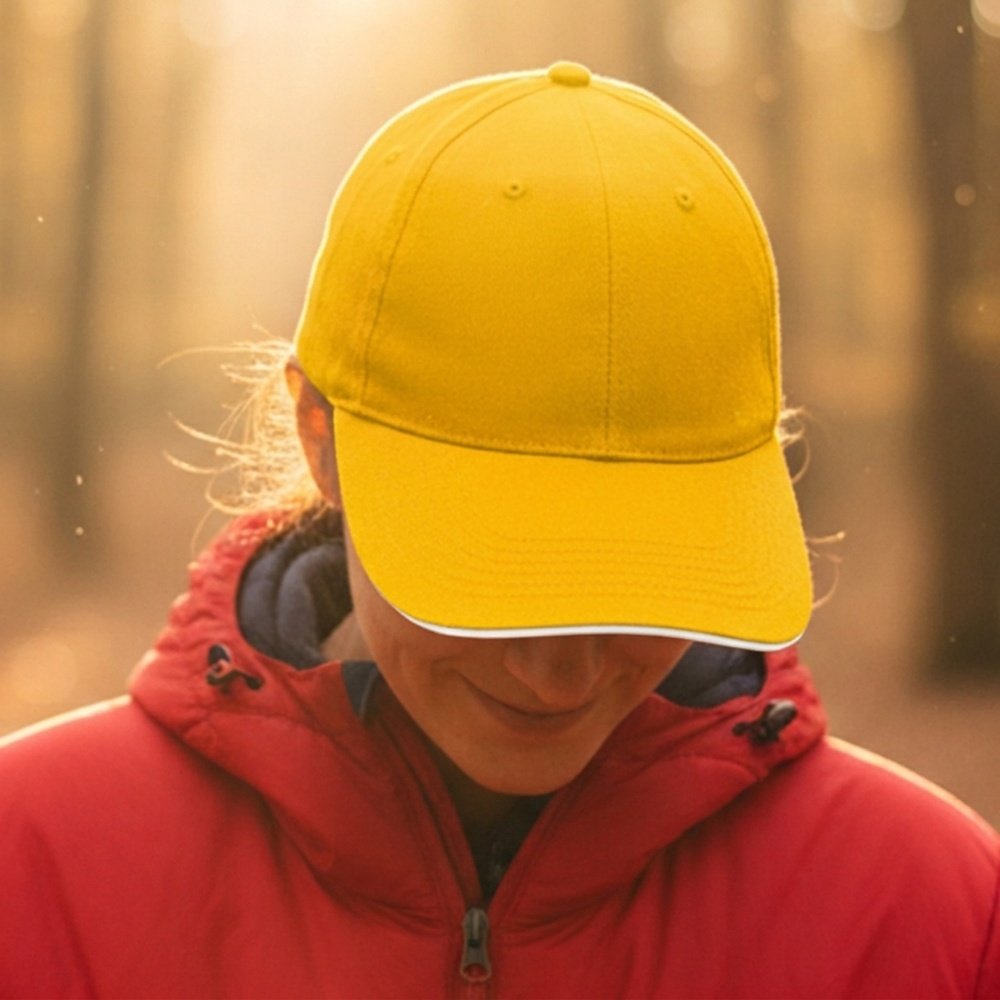 6-Panel Cotton Baseball Cap, 260 g/m² CURTIS yellow