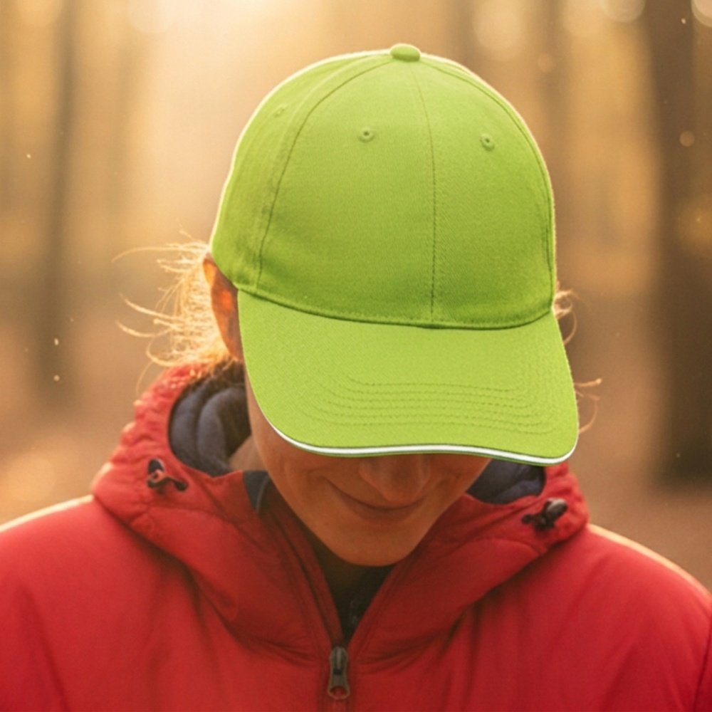 6-Panel Cotton Baseball Cap, 260 g/m² CURTIS light green