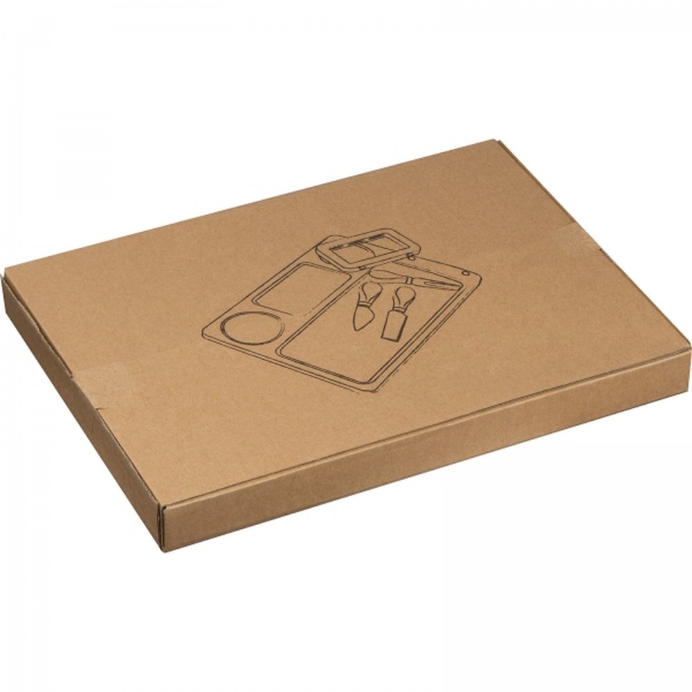 Cheese board with knives FORTUNATO beige - Image 4