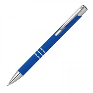 Soft touch semi-gel pen made of recycled aluminum CONSTANZE blue