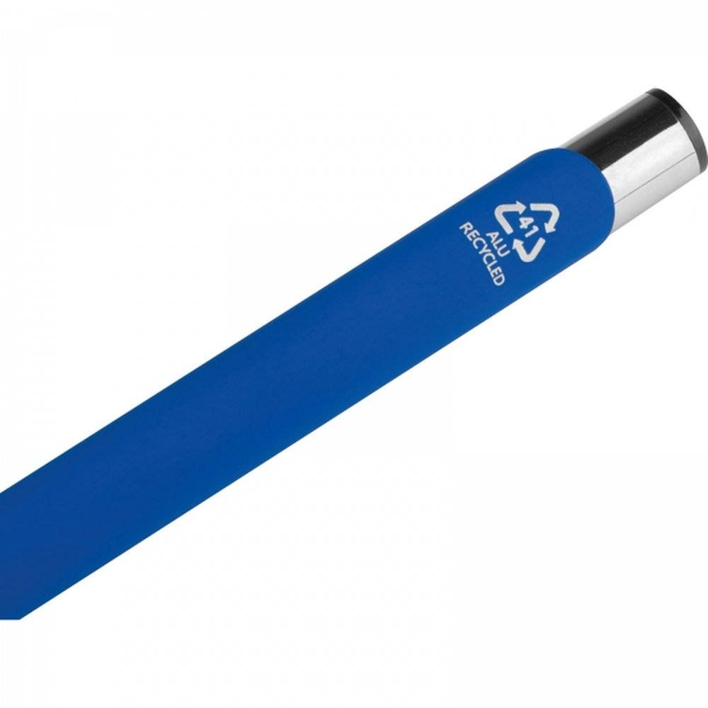 Soft touch semi-gel pen made of recycled aluminum CONSTANZE blue - Image 5