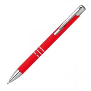 Soft touch semi-gel pen made of recycled aluminum CONSTANZE red