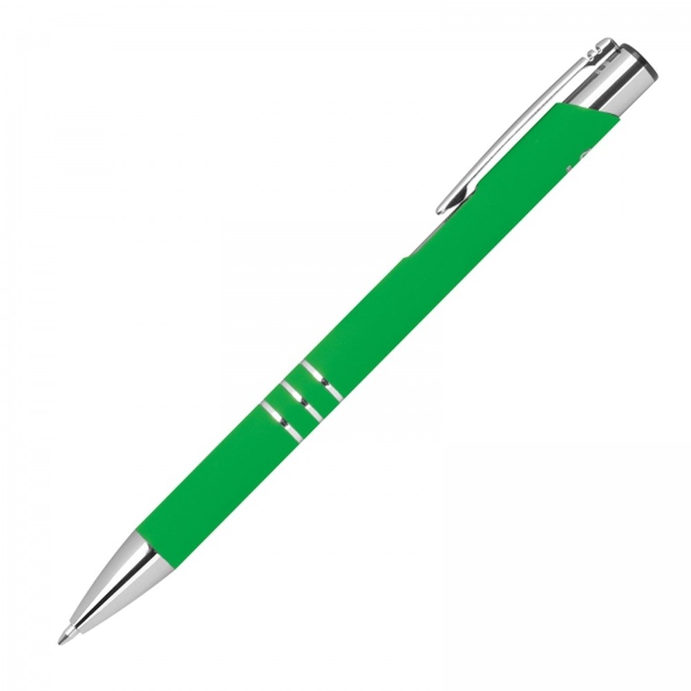 Soft touch semi-gel pen made of recycled aluminum CONSTANZE green - Image 2