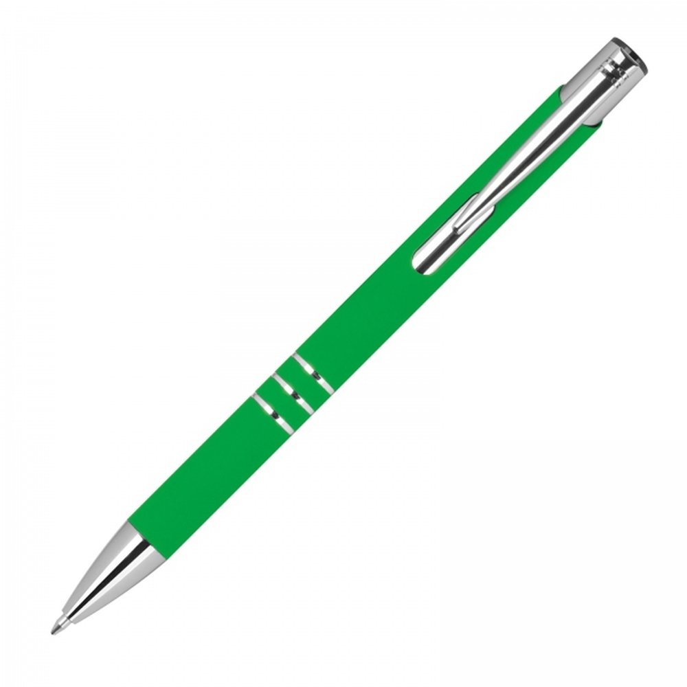 Soft touch semi-gel pen made of recycled aluminum CONSTANZE green - Image 3