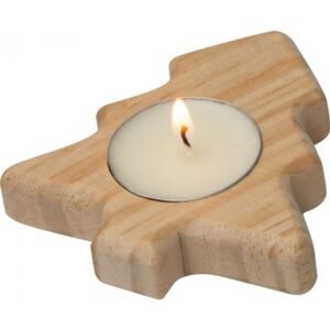 Wooden candle holder in the shape of a Christmas tree BALTASAR beige