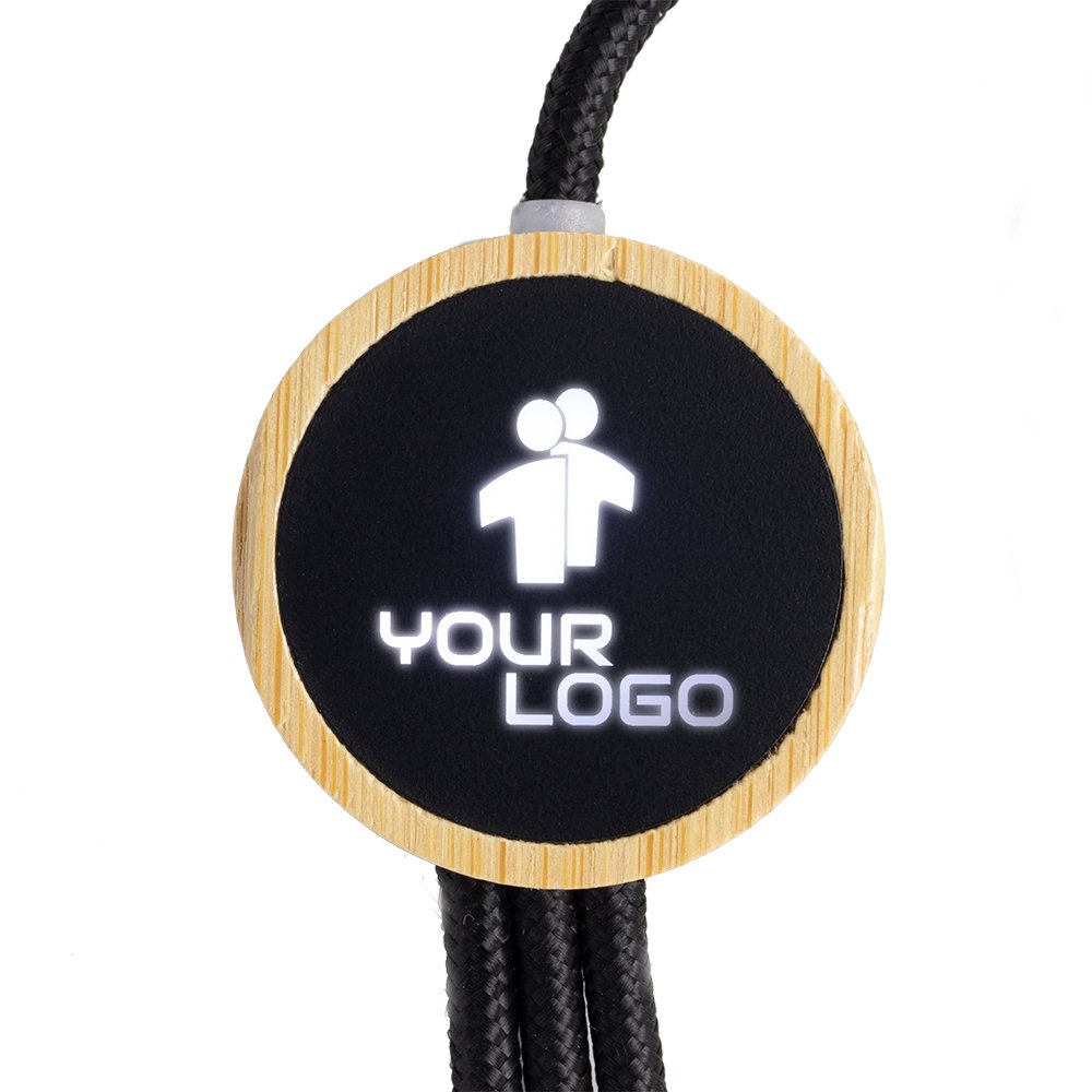 3in1 charging cable with illuminated logo long 120 cm beige - Image 3