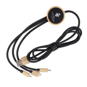3in1 charging cable with illuminated logo long 120 cm beige