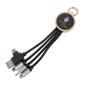 3in1 charging cable with illuminated logo beige