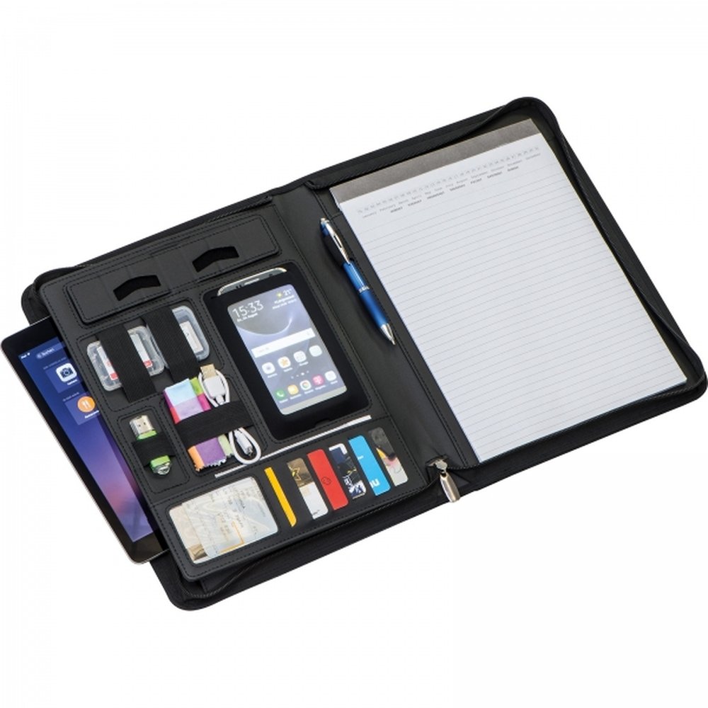 A4 folder with lined notebook and tablet pocket GASPARE black - Image 4