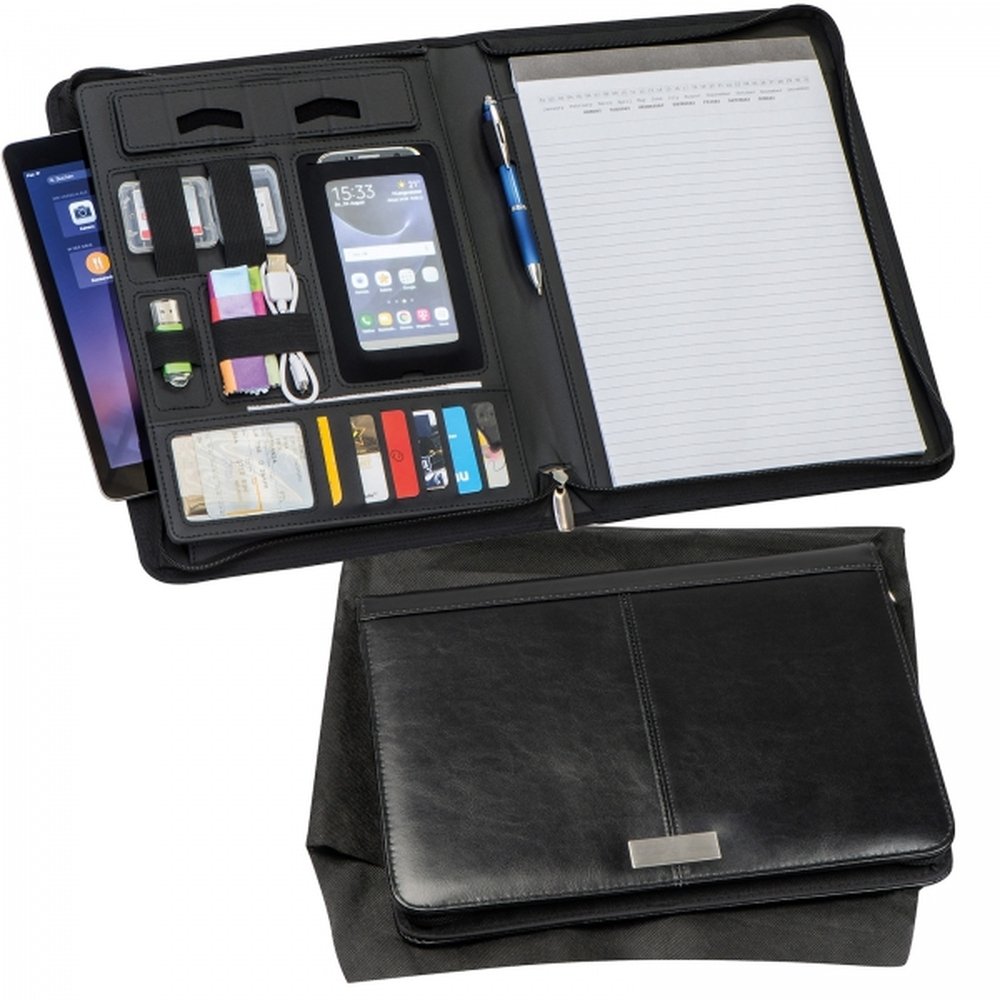 A4 folder with lined notebook and tablet pocket GASPARE black - Image 2