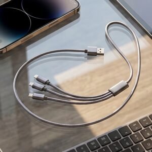 3in1 charging cable long 120 cm WINCENTY grey