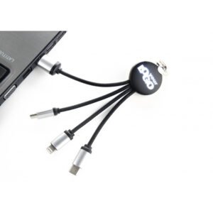 3in1 charging cable with illuminated logo black