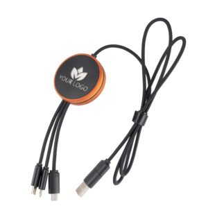 Cable with 4in1 wireless charger with wooden casing - i5w beige