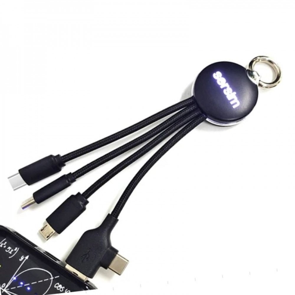 4in1 cable with illuminated logo, RXD-368 black