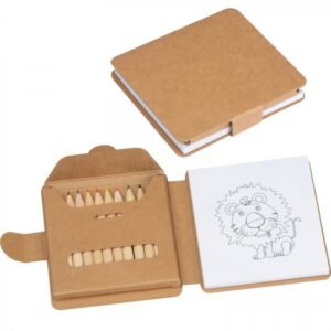 Coloring book with 12 wooden crayons RUFIN beige