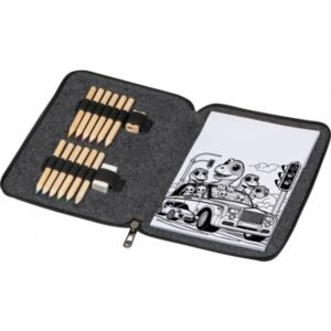 Coloring book with 12 wooden crayons FRITZ dark grey