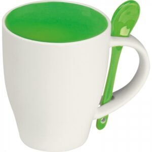 Ceramic mug with spoon 250 ml ARMANDO green