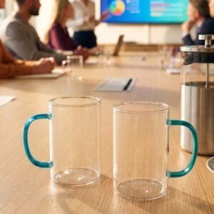 Glass mug 250 ml EDDA blue