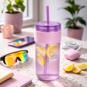 Straw cup 660 ml SOLEDAD violet
