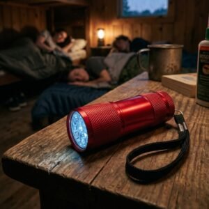 Metal flashlight 9 LED DUNCAN red
