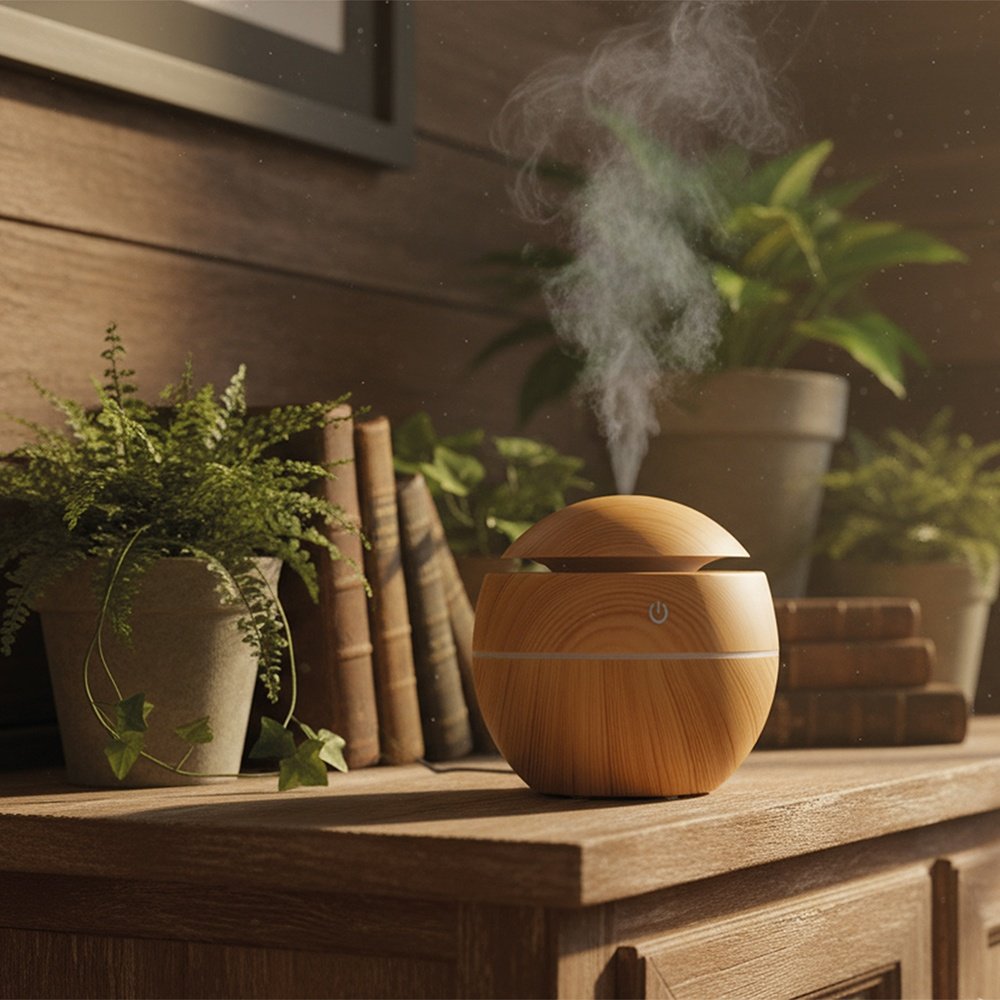 Air humidifier with LED light 130 ml ROSALIE brown